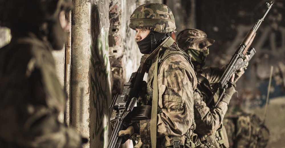 Armed military soldiers